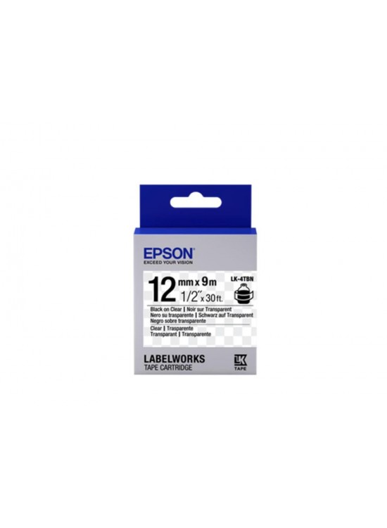 Epson LK-4TBN Şeffaf Üzeri Siyah 12mm 9Metre Etiket