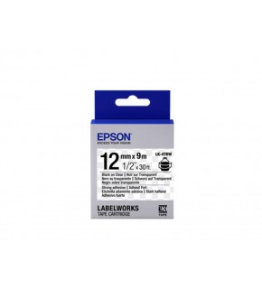 Epson LK-4TBW Güçlü Yapışkanlı Şeffaf Üzeri Siyah 12mm 9Metre Etiket
