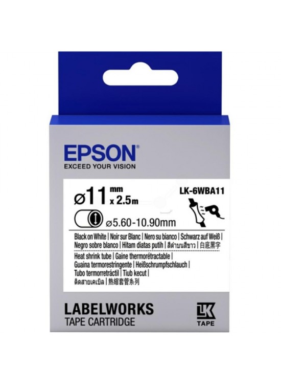 Epson LK-4WBA5 Beyaz Üzeri Siyah Makaron (3-5,7 mm çap) 2,5Metre