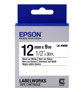 Epson LK-4WBN Standart Beyaz Üzeri Siyah 12mm 9Metre Etiket