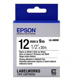 Epson LK-4WBVN  Vinil Beyaz Üzeri Siyah 12mm 7Metre Etiket