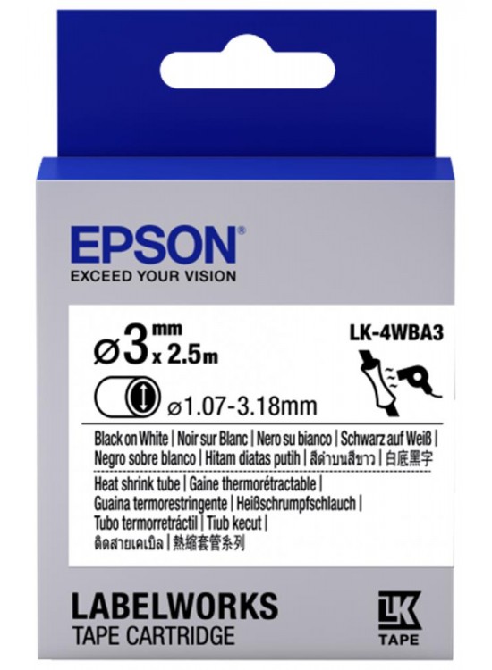 Epson LK-4YBA3 Sarı Üzeri Siyah Makaron (1,07-3,18 mm çap) 2,5Metre