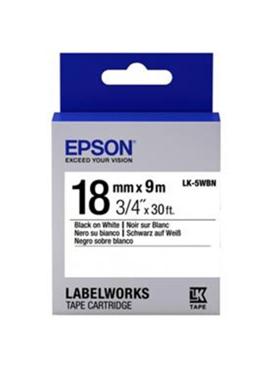 Epson LK-5WBN Standart Beyaz Üzeri Siyah 18mm 9Metre Etiket Epson LK-5WBN Standart Beyaz Üzeri Siyah 18mm 9Metre Etiket