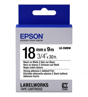 Epson LK-5WBW Güçlü Yapışkanlı Beyaz Üzeri Siyah 18mm 9Metre Etiket