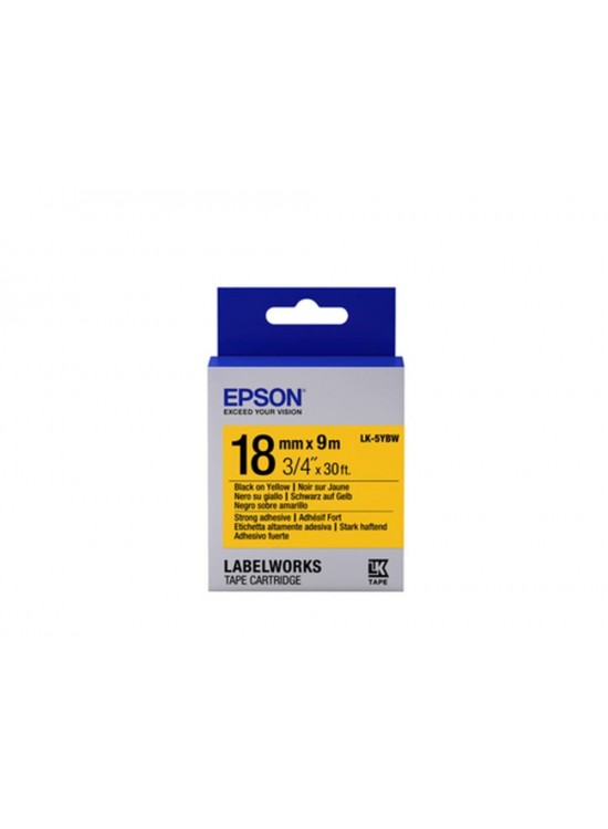 Epson LK-5YBW Güçlü Yapışkanlı Sarı Üzeri Siyah 18mm 9Metre Etiket Epson LK-5YBW Güçlü Yapışkanlı Sarı Üzeri Siyah 18mm 9Metre Etiket