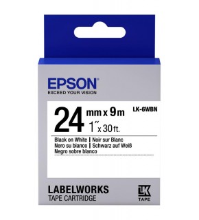 Epson LK-6WBVN Vinil Beyaz Üzeri Siyah 24mm 7Metre Etiket