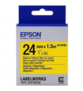 Epson LK-6YB2 Mıknatıslı Sarı Üzeri Siyah 24mm 9Metre Etiket