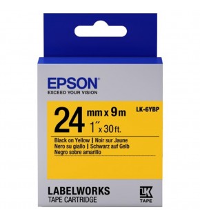 Epson LK-6YBP Pastel Sarı Üzeri Siyah 24mm 9Metre Etiket