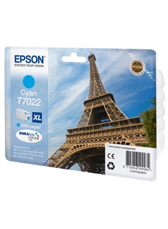 Epson T7022 Cyan Mavi 2.000 Sayfa Mürekkep Kartuş T70224010 Epson T7022 Cyan Mavi 2.000 Sayfa Mürekkep Kartuş T70224010