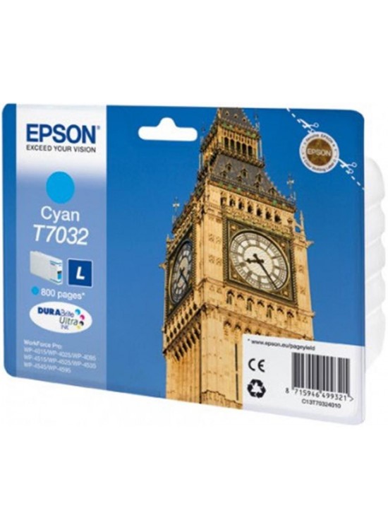 Epson T7032 Cyan Mavi 800 Sayfa Mürekkep Kartuş T70324010