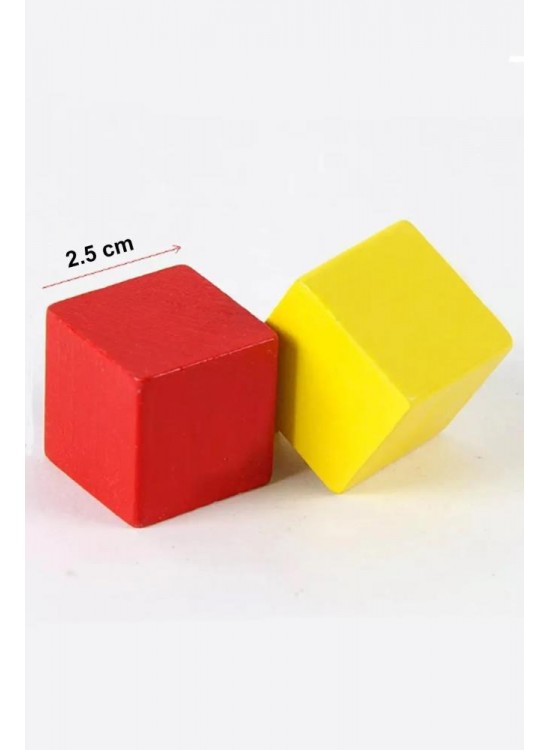 Ahşap Küp Renkli 2,5x2,5cm 24 Lü