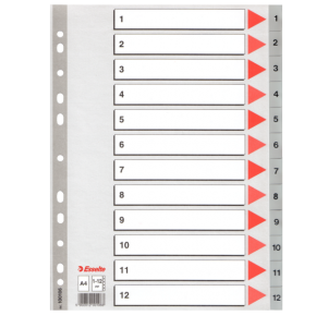 Esselte Seperatör 1-12 Rakamlı Plastik A4 100106