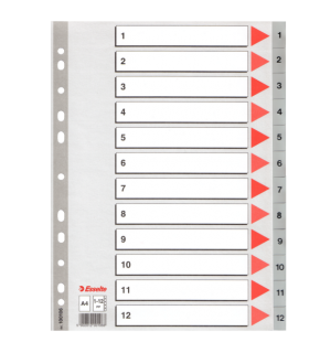Esselte Seperatör 1-12 Rakamlı Plastik A4 100106