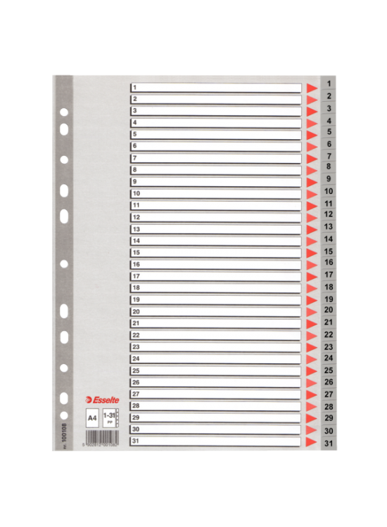 Esselte Seperatör 1-31 Rakamlı Plastik A4 100108