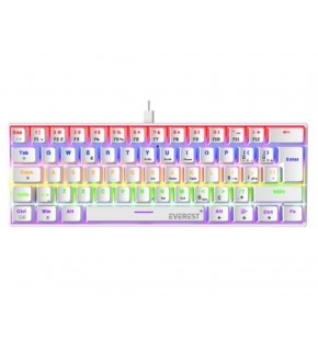 Everest Amber Beyaz Type-C Bağlantılı RGB Ledli Mekanik Gaming Oyuncu Klavye Q Red Switch