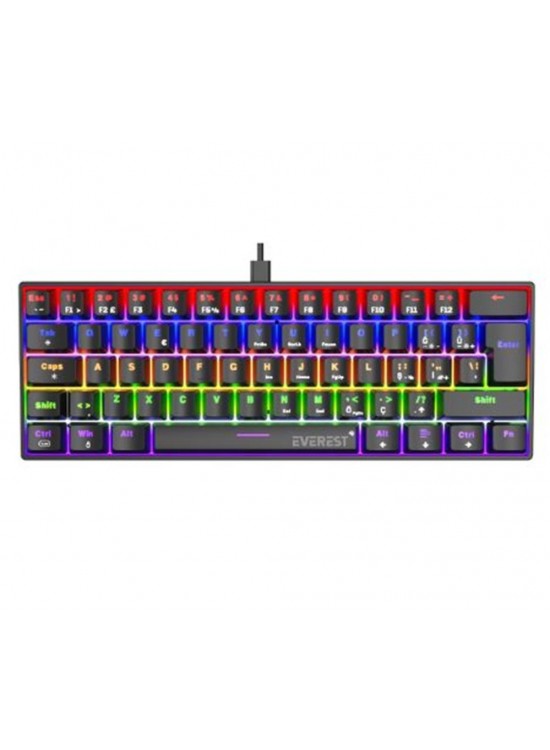 Everest Amber Siyah Type-C Bağlantılı RGB Ledli Mekanik Gaming Oyuncu Klavye Q Red Switch Everest Amber Siyah Type-C Bağlantılı RGB Ledli Mekanik Gaming Oyuncu Klavye Q Red Switch