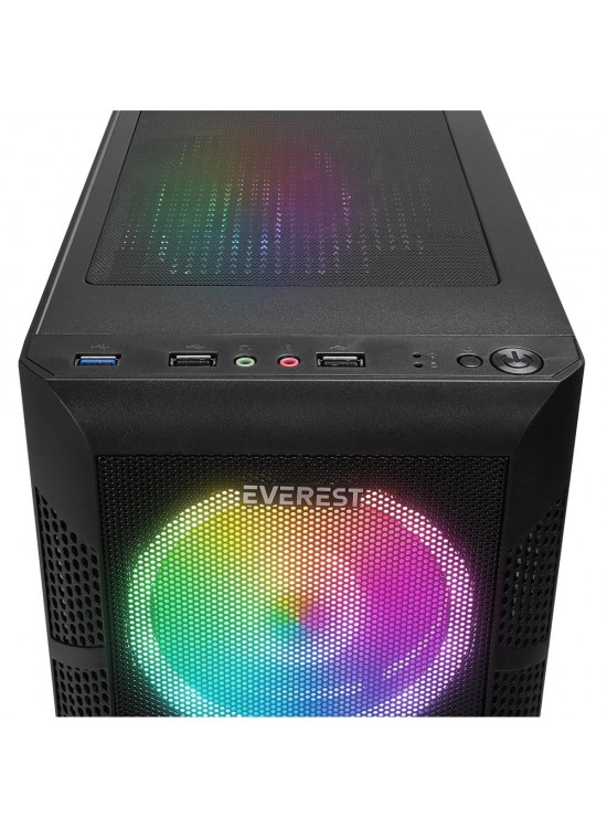 Everest CREST V1 Mesh Temperli Camlı 4x12cm Auto RGB Fan ATX Mid-T Gaming Oyuncu Kasası