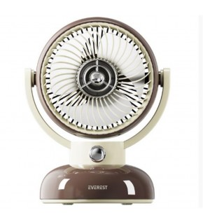 Everest EFN12 Kahve 1200mAh 3 Hız Kademe Led Işıklı Retro Masaüstü Usb Fan