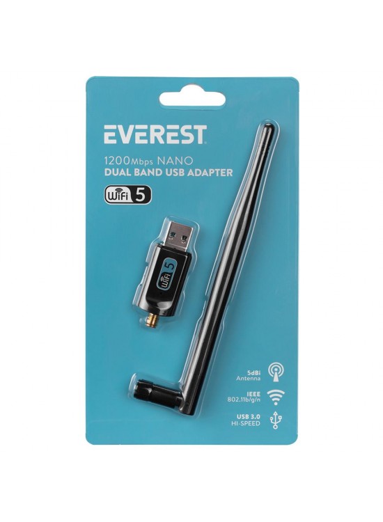 Everest EWN-AC1200 2T2R 1200Mbps 2.4GHz-5GHz Wifi USB3.0 Kablosuz Adaptör