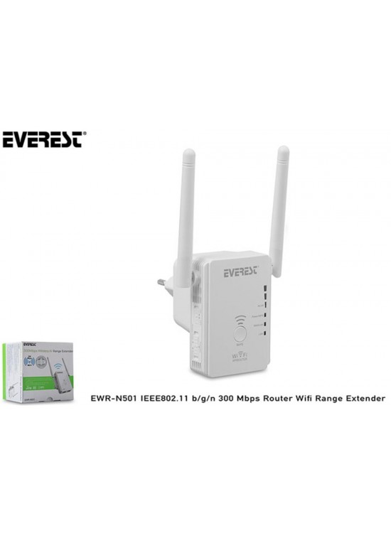 Everest EWR-N501 IEEE802.11 b-g-n 300 Mbps Router Wifi Range Extender Everest EWR-N501 IEEE802.11 b-g-n 300 Mbps Router Wifi Range Extender