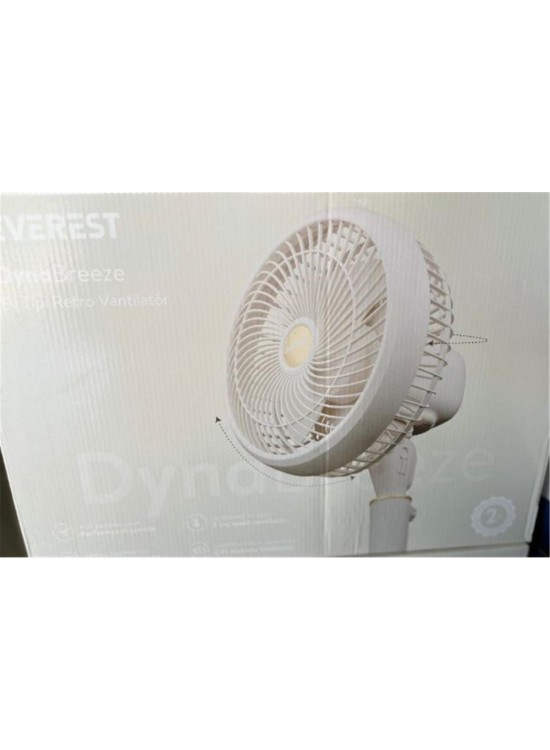 Everest FAN12 DynaBreeze Krem-Gold 9" 70W 3 Hız Kademeli 2000RPM Çift Motorlu Vantilatör- Pervanesi Everest FAN12 DynaBreeze Krem-Gold 9" 70W 3 Hız Kademeli 2000RPM Çift Motorlu Vantilatör- Pervanesi