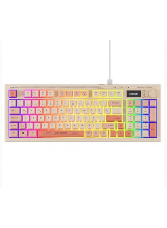 Everest KB-79 SILENT PRO Bej-Pembe-Turuncu SESSİZ RGB Q Membrane Oyuncu Klavyesi Everest KB-79 SILENT PRO Bej-Pembe-Turuncu SESSİZ RGB Q Membrane Oyuncu Klavyesi