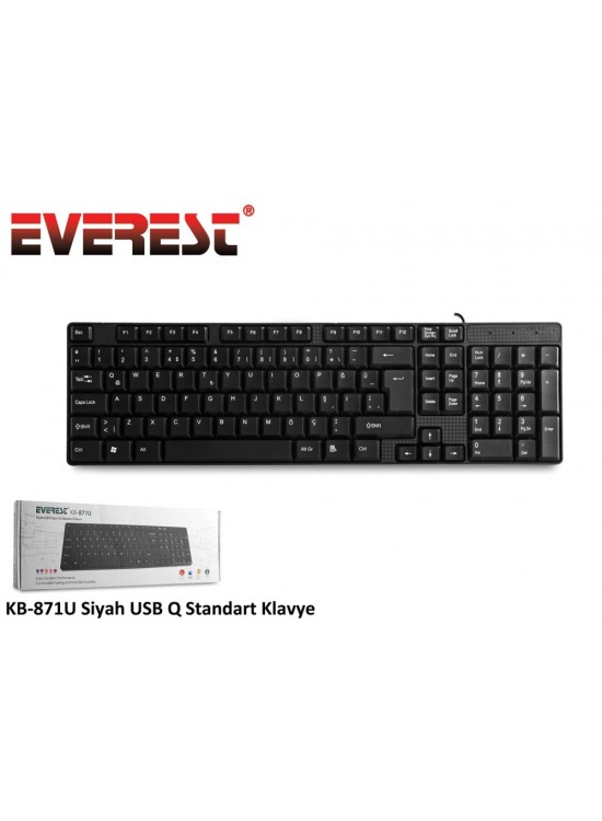 Everest KB-871U Siyah Q Usb Kablolu Standart 108 Tuşlu Klavye
