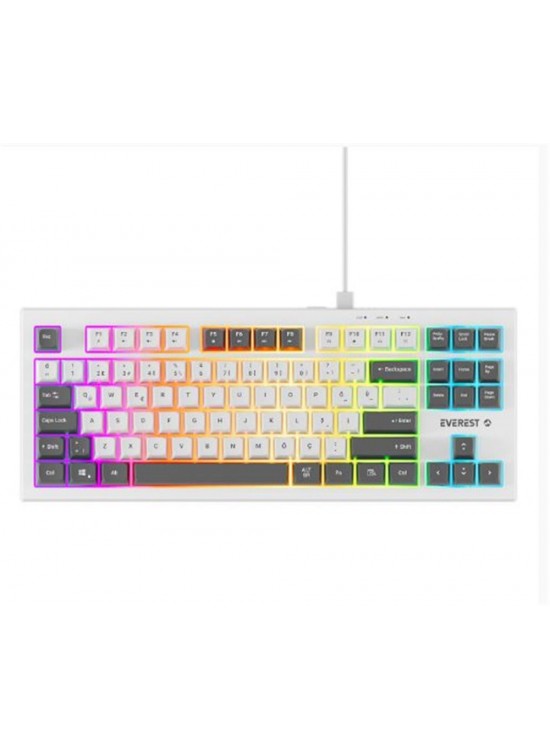 Everest KB-98 SILENT TKL Beyaz-Gri Mavi Rainbow Q Membrane Klavye