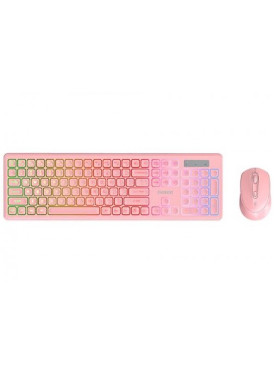 Everest KM-319BT Pembe 2.4G+BT1+BT2 Çoklu Cihaz Bağlantılı Q Set Kablosuz Klavye + Mouse
