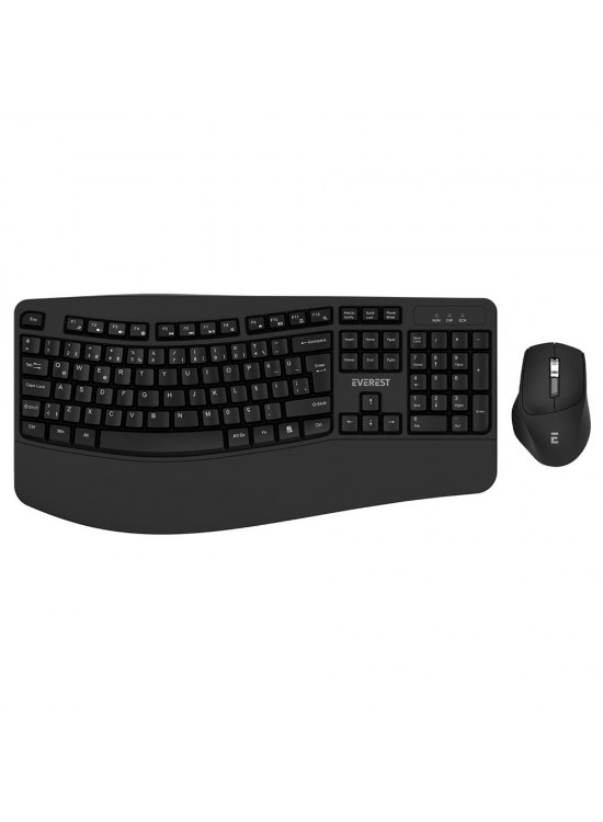 Everest KM-35 Comfy Siyah Kablosuz Ergonomik Q Multimedia Klavye + Mouse Set