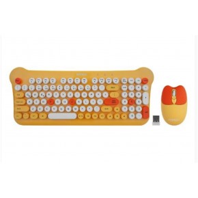 Everest KM-6244 BUNNY Renkli Tuşlu Sarı 2.4 ghz + BT Kablosuz Q Multimedia Klavye + Mouse Set