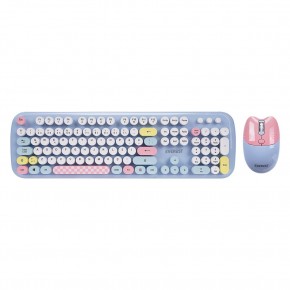 Everest KM-6284 WHISKER Renkli Tuşlu Mavi Kablosuz Q Klavye + Mouse Set