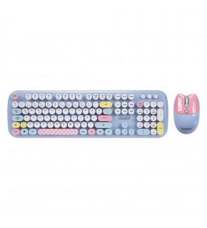 Everest KM-6284 WHISKER Renkli Tuşlu Mavi Kablosuz Q Klavye + Mouse Set