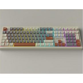 Everest KM-77 Runa Gri-Krem-Kahve Usb Rainbow Aydınlatmalı Sessiz Q Klavye + Mouse Set