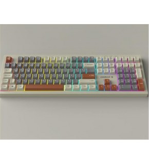 Everest KM-77 Runa Gri-Krem-Kahve Usb Rainbow Aydınlatmalı Sessiz Q Klavye + Mouse Set