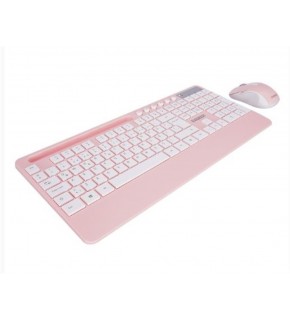 Everest KM-9676 Beyaz-Pempe Multimedya Tablet-Telefon Standlı Klavye + Mouse Set