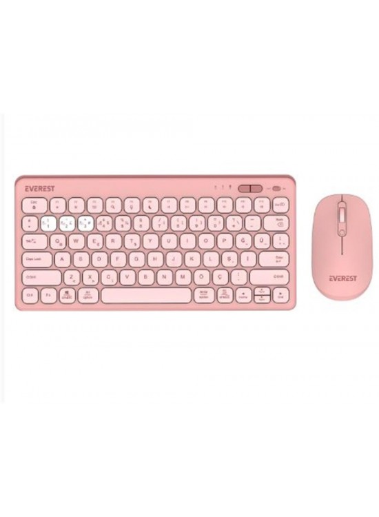 Everest LUMI KM-BT903 Pembe 3in1 3 BT + 2.4 1600dpi Q Kablosuz Klavye + Mouse Set Everest LUMI KM-BT903 Pembe 3in1 3 BT + 2.4 1600dpi Q Kablosuz Klavye + Mouse Set