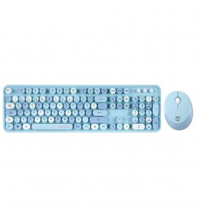 Everest ROUND KM-6282 Renkli Tuşlu Mavi Kablosuz Q Multimedia Klavye + Mouse Set
