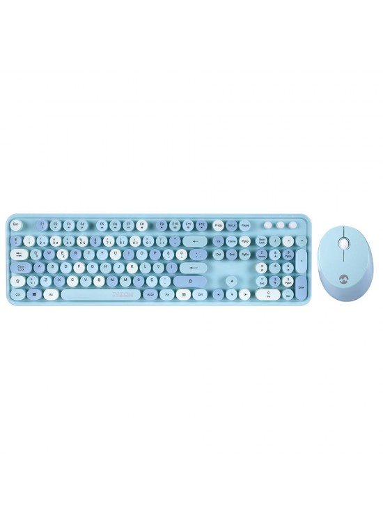 Everest ROUND KM-6282 Renkli Tuşlu Mavi Kablosuz Q Multimedia Klavye + Mouse Set