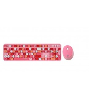 Everest ROUND KM-6282 Renkli Tuşlu Pembe Kablosuz Q Multimedia Klavye + Mouse Set