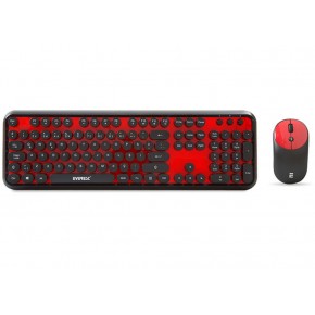 Everest Round KM-6282 Siyah Kırmızı Kablosuz QMultimedia Klavye + Mouse Set