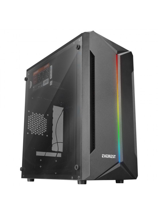 Everest SABER RGB Led Şeritli Peak 250W Akrilik Yan Panel M-ATX Mini-T Gaming Oyuncu Kasası