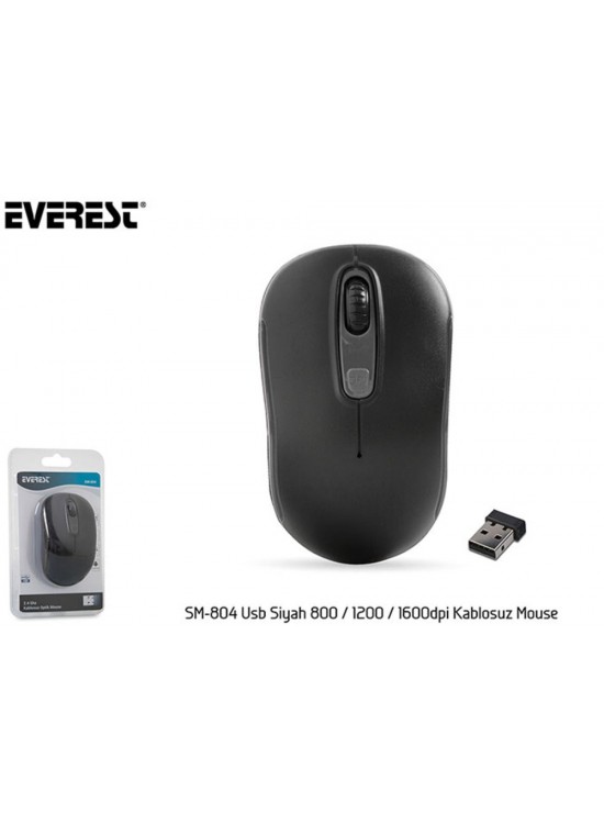Everest SM-804 Usb Siyah 800-1200-1600dpi Kablosuz Mouse