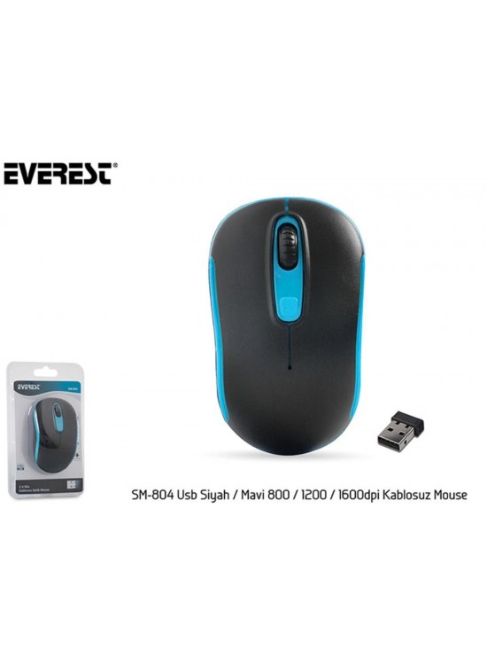 Everest SM-804 Usb Siyah-Mavi 800-1200-1600dpi Kablosuz Mouse