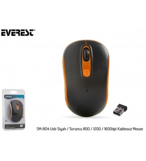 Everest SM-804 Usb Siyah-Turuncu 800-1200-1600dpi Kablosuz Mouse
