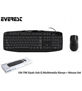 Everest UN-796 Siyah Usb Q Multimedia Klavye + Mouse Set