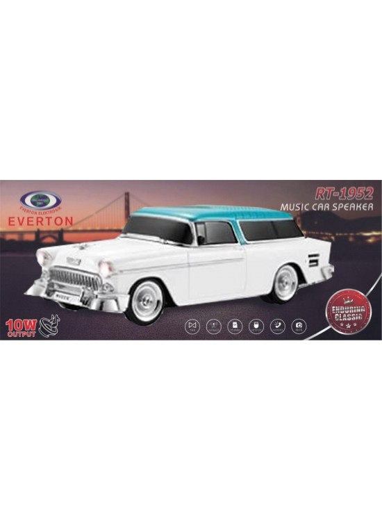 EVERTON RT-1952 Beyaz Arabalı  Bluetooth Fm-Usb-Tf-Aux Şarjlı Nostaljik Radyo