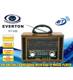 Everton Rt-556  Bluetooth Fm-Usb-Tf-Aux  Şarjlı Nostaljik Radyo