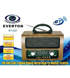 Everton Rt-557  Bluetooth Fm-Usb-Tf-Aux  Şarjlı Nostaljik Radyo