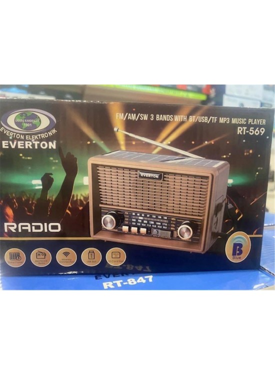 Everton Rt-569 Bluetooth Fm-Usb-Tf-Aux Güneş Enerjili Şarjlı Nostaljik Radyo Everton Rt-569 Bluetooth Fm-Usb-Tf-Aux Güneş Enerjili Şarjlı Nostaljik Radyo